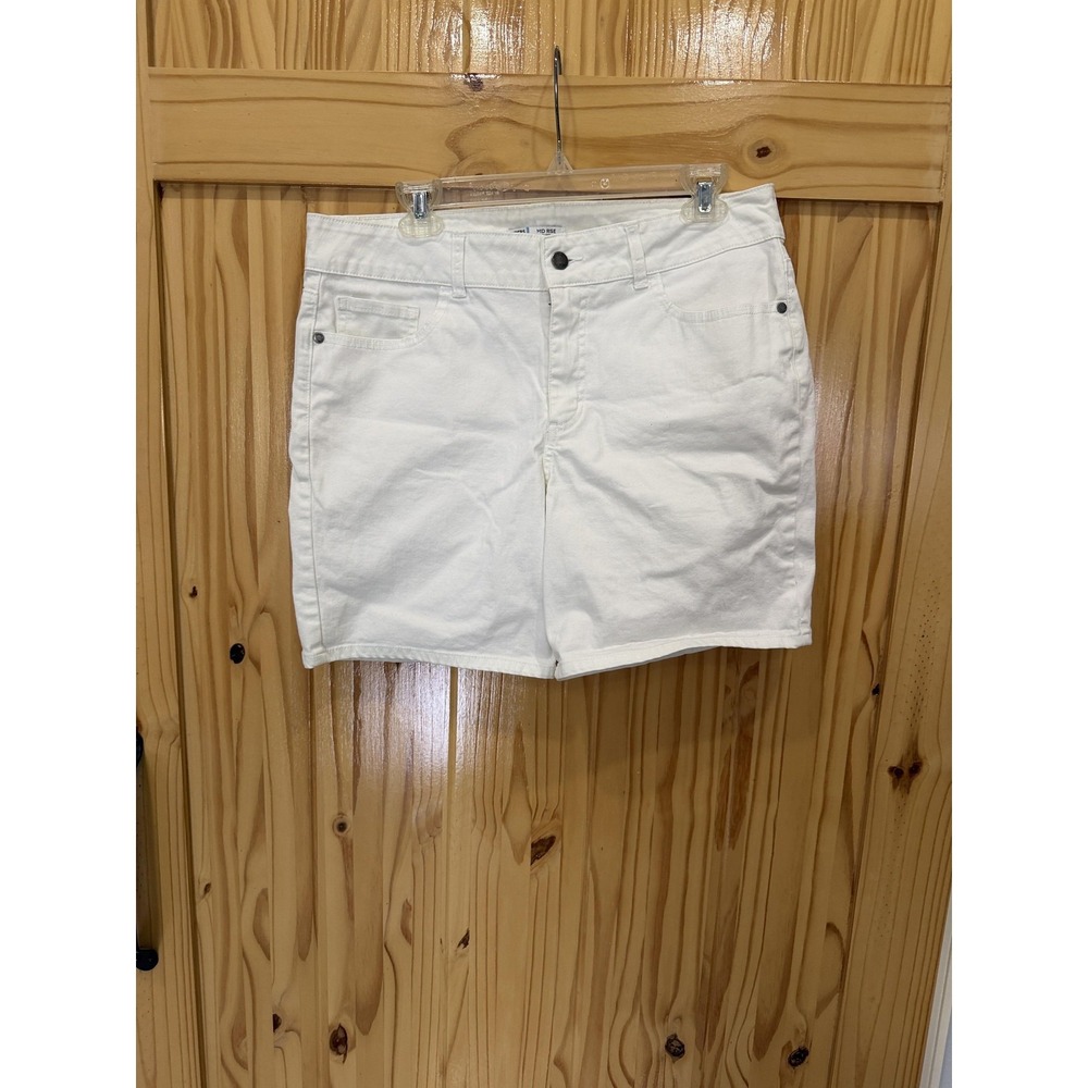 Old Navy Shorts Womens 14 White Denim Bermuda Stretch 5 Pocket Casual Summer